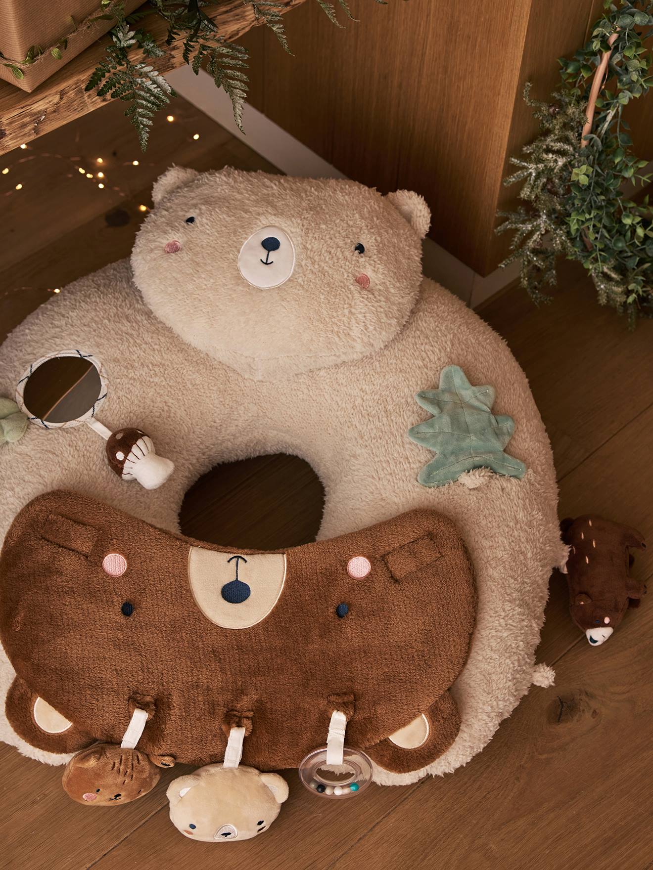 Baby Activity-Kissen wollweiß/grüner wald von vertbaudet