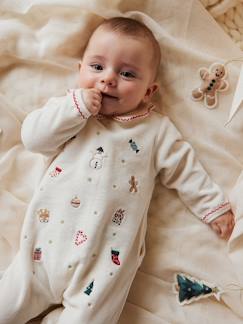 Babymode-Strampler & Schlafanzüge-Baby Samt-Strampler mit Weihnachts-Stickereien