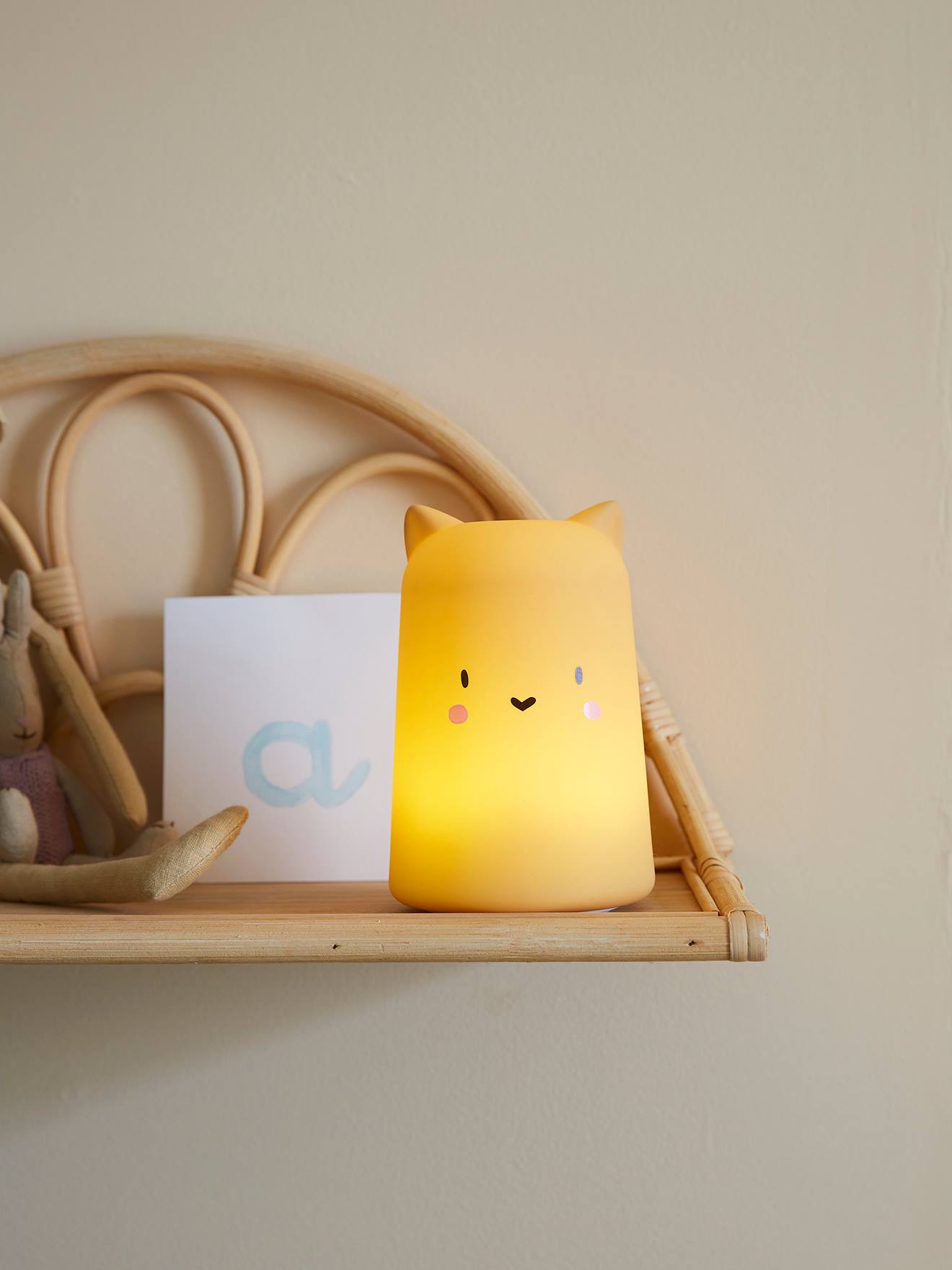 Vertbaudet Kinderzimmer Akku-Nachtlicht Tiger Senfgelb Einheitsgröße