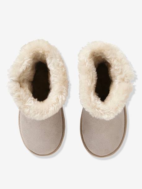 Winterstiefel für Mädchen - beige glanzeffekt+hellbraun bedruckt+schwarz+zartrosa bedruckt - 5