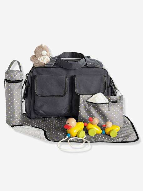 Wickeltasche mit vielen Fächern - anthrazit+grau - 1