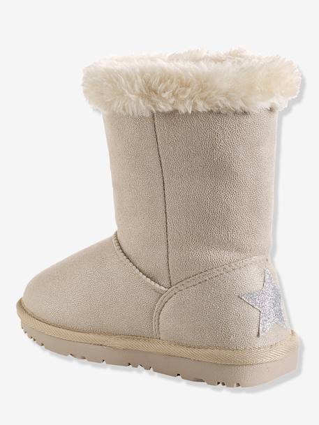 Winterstiefel für Mädchen - beige glanzeffekt+hellbraun bedruckt+schwarz+zartrosa bedruckt - 4