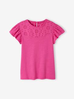 Maedchenkleidung-Shirts & Rollkragenpullover-Mädchen T-Shirt mit Volantärmeln und Lochstickerei