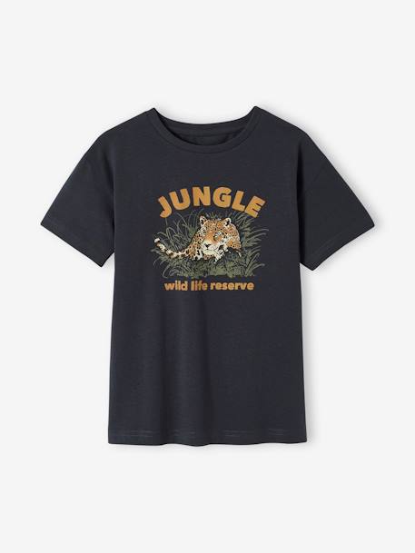 Jungen T-Shirt mit Tierprint, Recycling-Baumwolle - anthrazit+graublau+wollweiß - 2