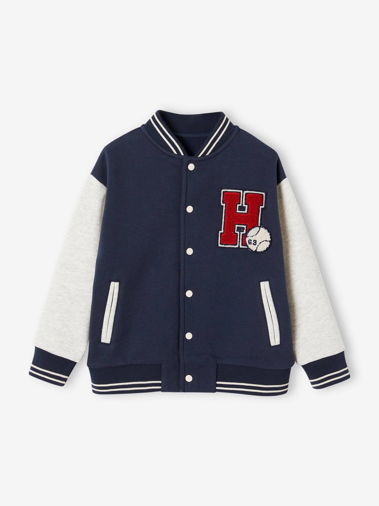 College-Sweatjacke mit Aufnäher Jungen