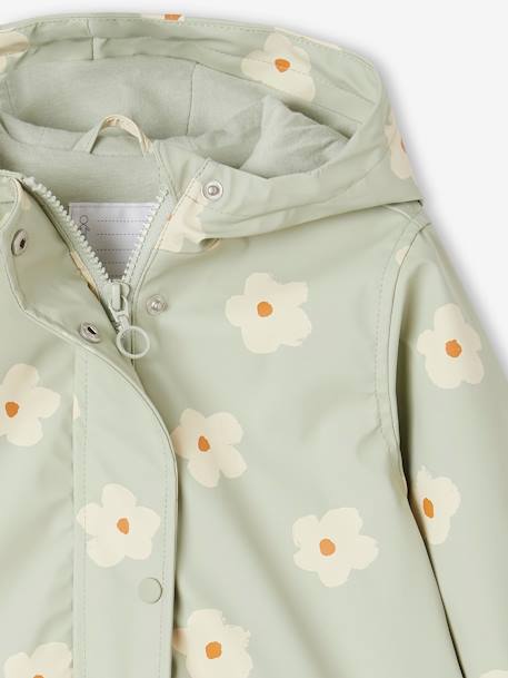 Mädchen Regenjacke, Blumen gelb bedruckt+salbeigrün 8