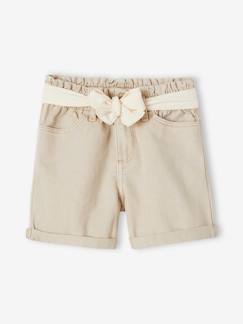 Maedchenkleidung-Shorts & Bermudas-Mädchen Paperbag-Shorts mit Stoffgürtel