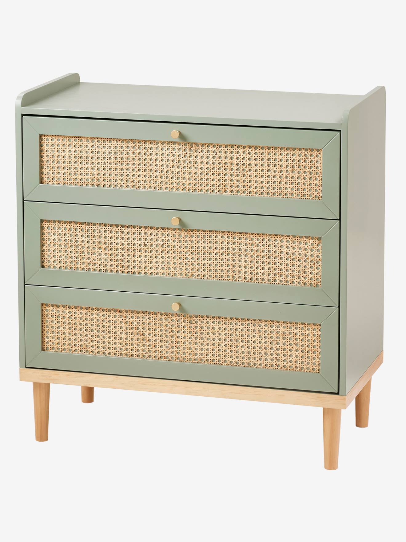 Rattan-Kommode POESIE Tiefe 42cm Kinderzimmer grün/natur von vertbaudet