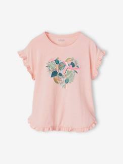 Maedchenkleidung-Shirts & Rollkragenpullover-Shirts-Mädchen T-Shirt mit Pailletten-Print und Volants