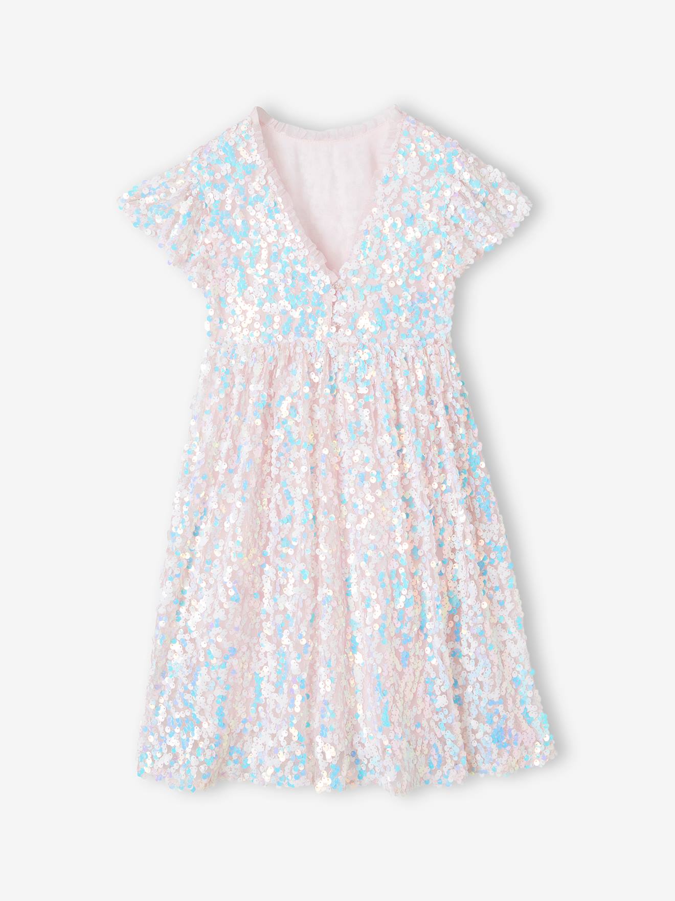 Thumbnail - Festliches Mädchen Kleid mit Pailletten schimmernd