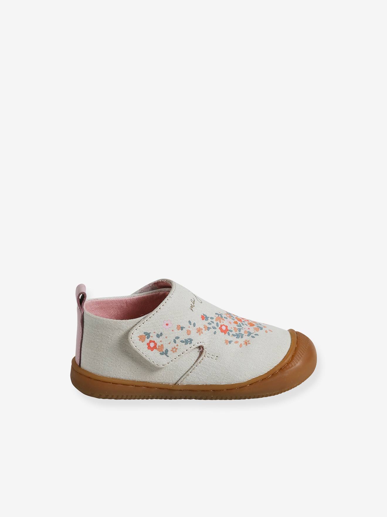Thumbnail - Baby Stoff-Hausschuhe mit Klettverschluss