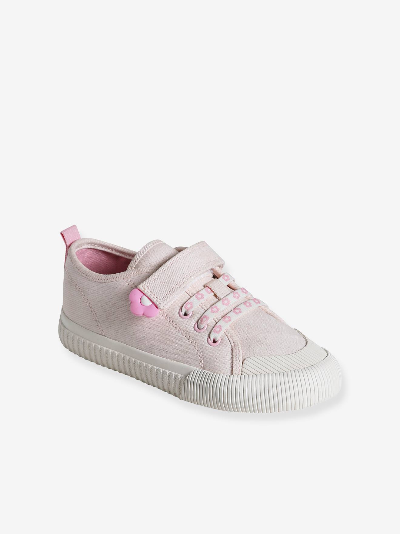 Mädchen Stoff-Sneakers mit elastischer Schnürung hell