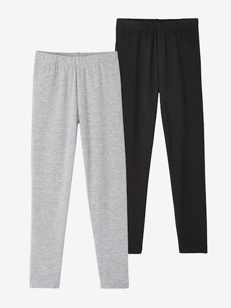 2er-Pack Leggings für Mädchen BASIC Oeko-Tex - koralle+weiß+pack anthrazit/nachtblau+schwarz+grau meliert - 17