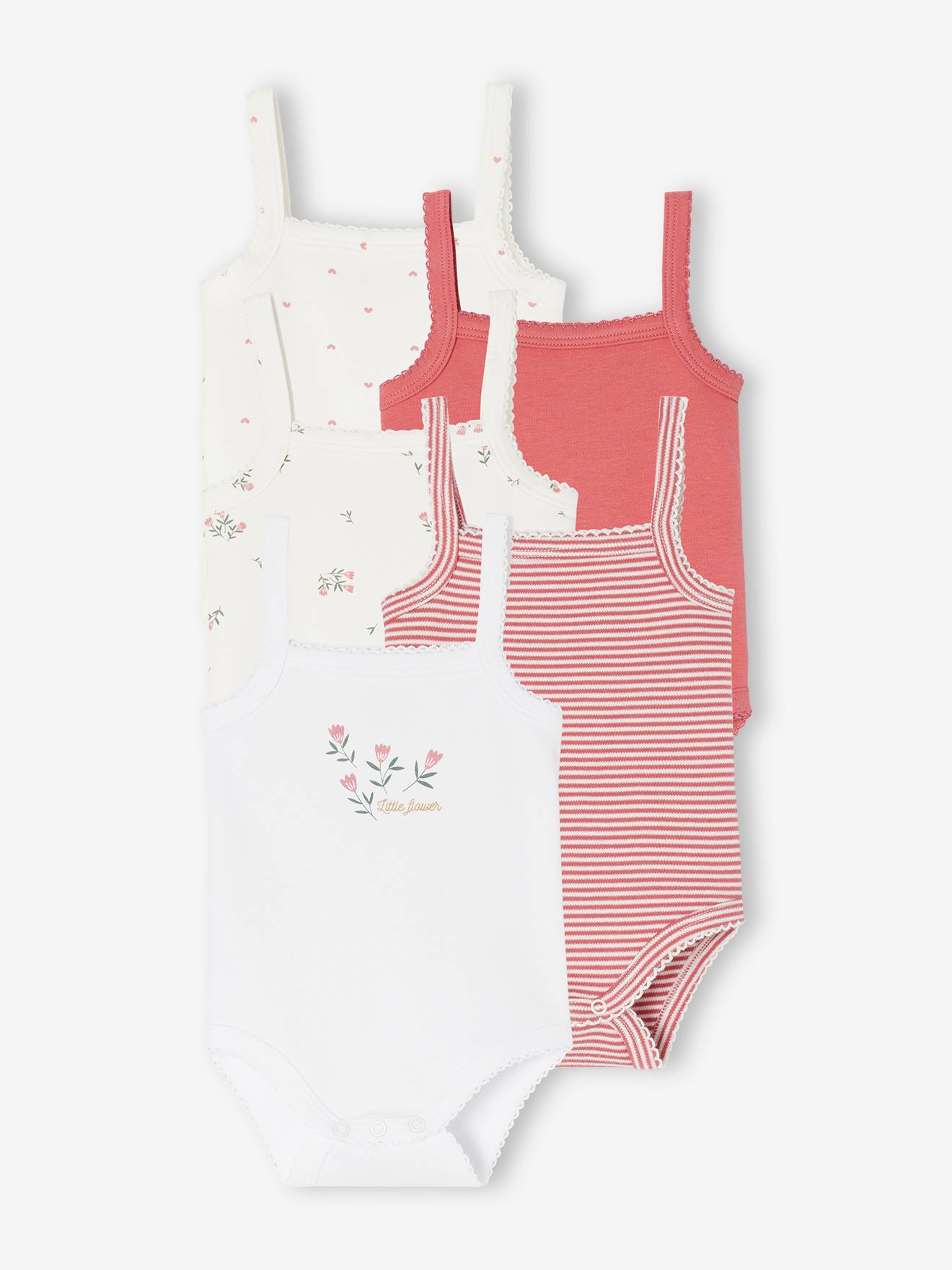 5er-Pack Baby Trägerbodys Bio-Baumwolle altrosa Gr. 62 von vertbaudet