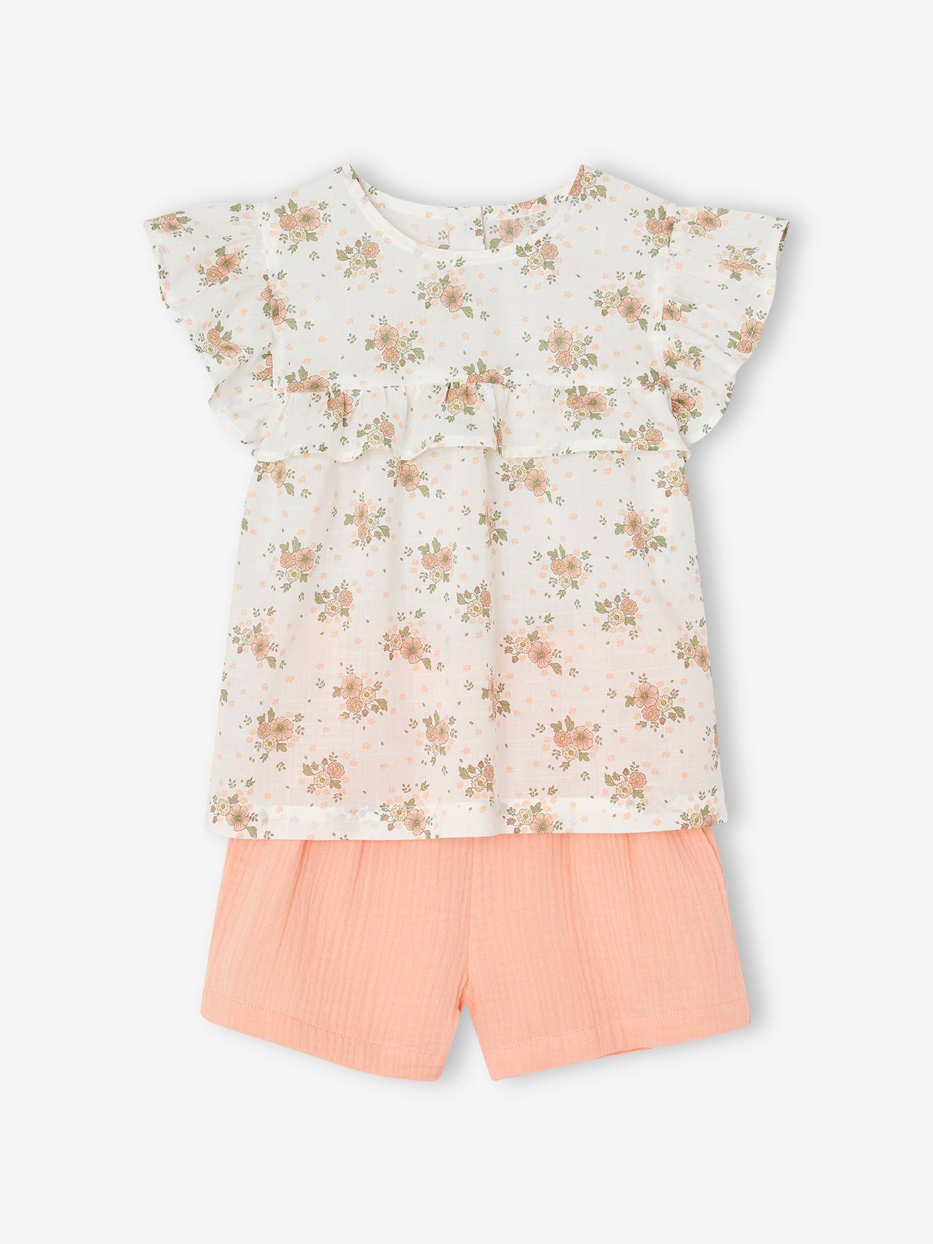 Festliches Mädchen Bluse & Shorts rosa Gr. 158 von vertbaudet