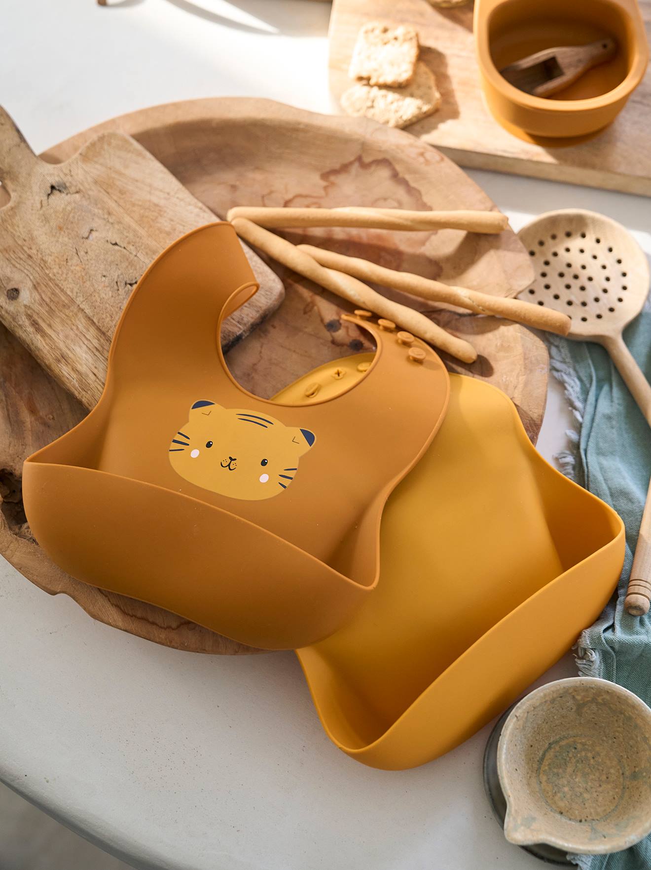 Vertbaudet 2Er-Pack Baby Silikon-Lätzchen Braun Einheitsgröße