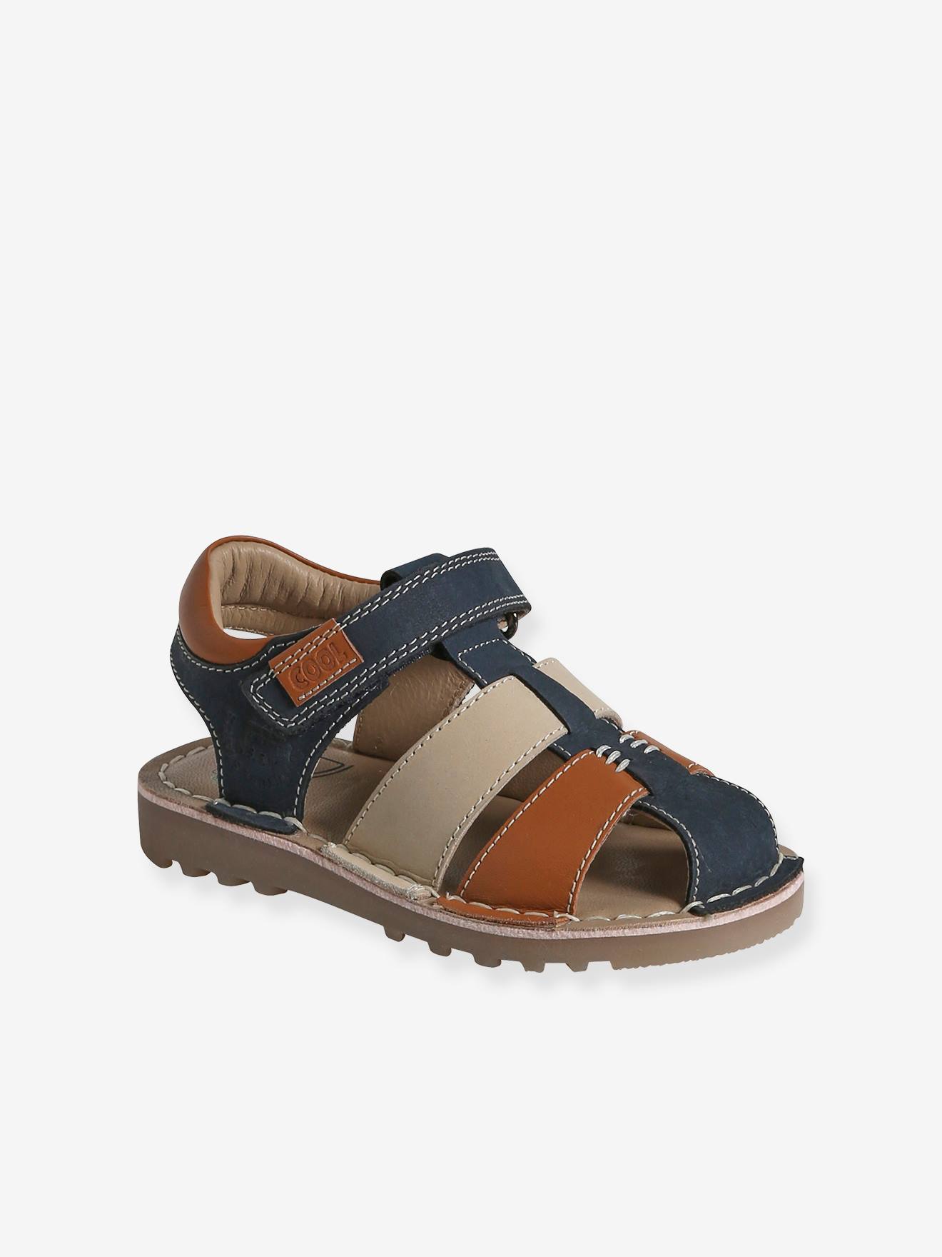 Kinder Klett-Sandalen mit Anziehtrick aus Leder