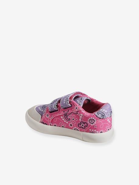 Mädchen Baby Stoffschuhe, Klett blau bedruckt+rosa+rosa bedruckt+violett bedruckt+weiß 36