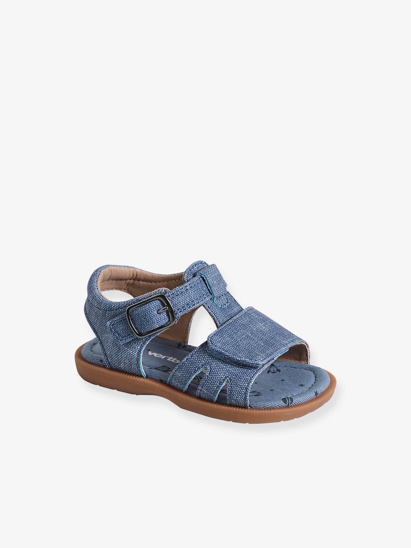 Baby Klett-Sandalen, Denim-Optik jeansblau Gr. 21 von vertbaudet