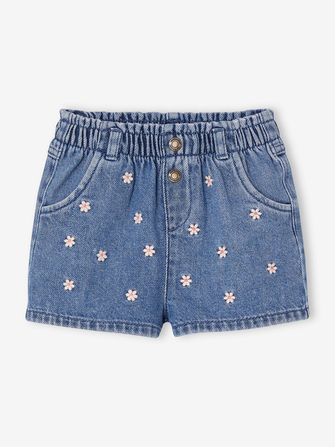 Baby Jeansshorts mit Blumenstickerei