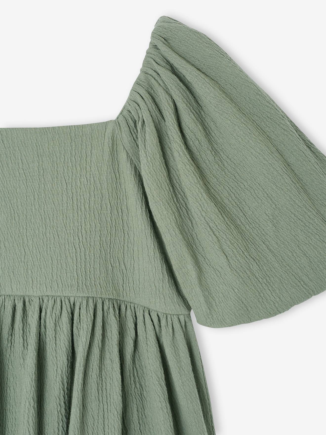 Thumbnail - Festliches Mädchen Kleid mit Reliefstruktur salbei