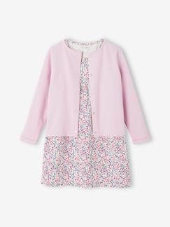 Maedchenkleidung-Kleider-Mädchen-Set: Kleid + Cardigan
