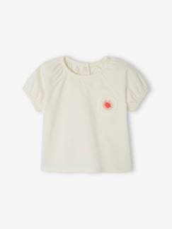 Babymode-Shirts & Rollkragenpullover-Baby T-Shirt mit Häkelblume Oeko-Tex