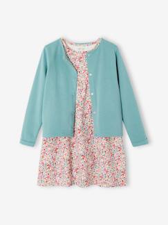 Maedchenkleidung-Kleider-Mädchen-Set: Kleid + Cardigan