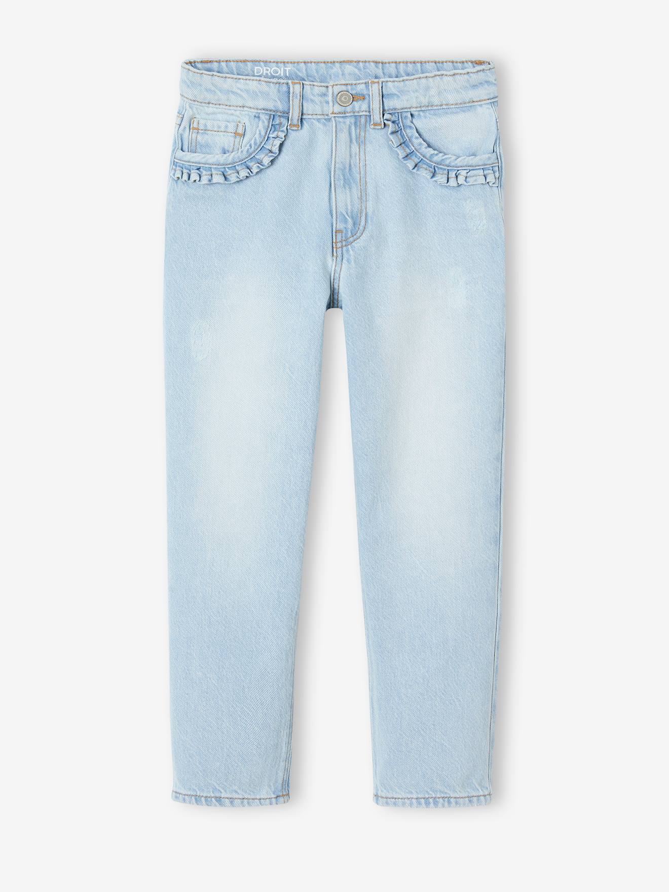 Gerade Mädchen Jeans, COMFORT bleached Gr. 116 von vertbaudet