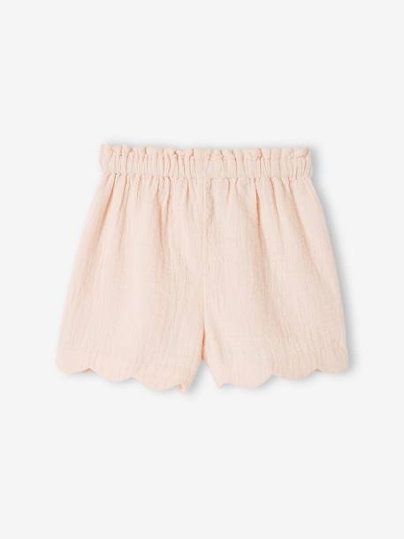 Mädchen Shorts mit Bogenkante, Musselin, Bundweite verstellbar blau+blau bedruckt+rosa nude 9