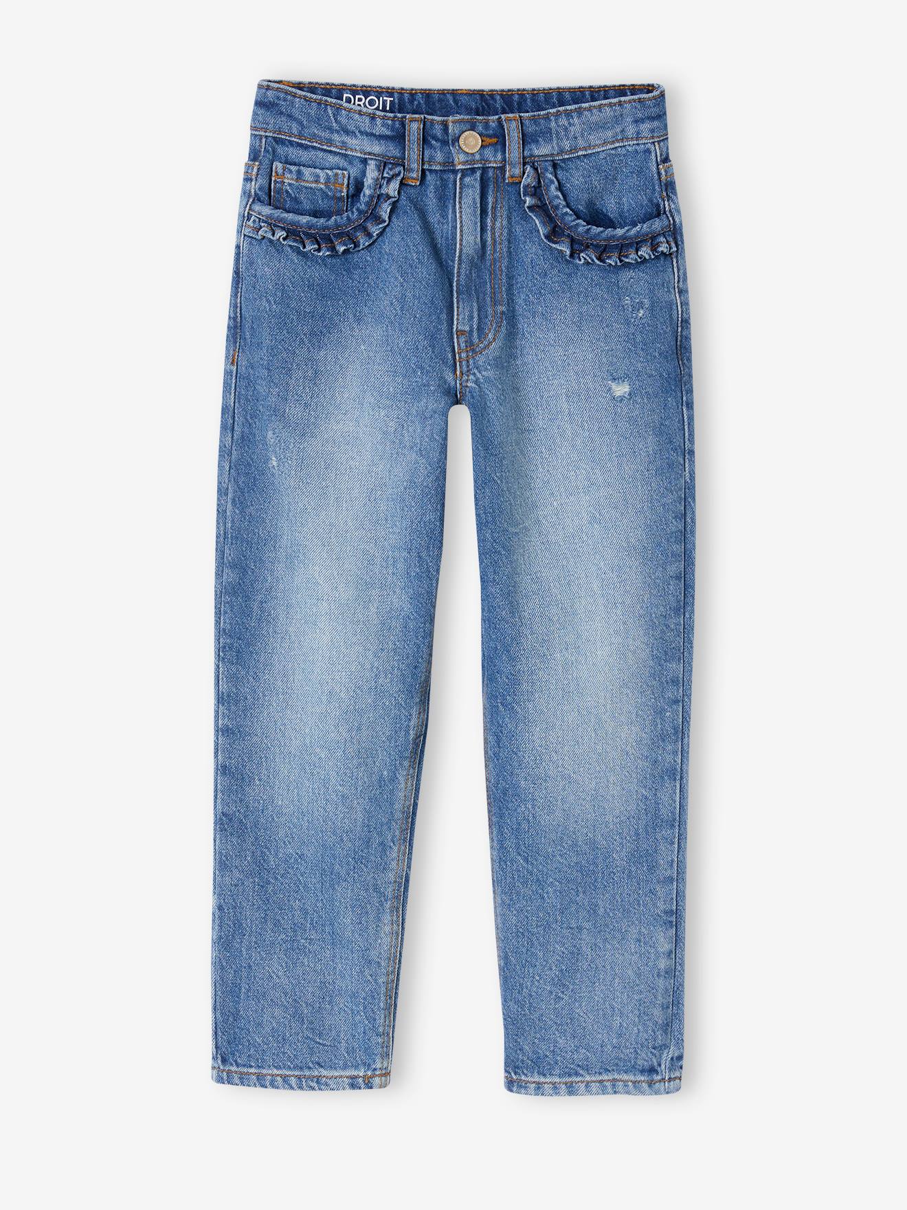 Gerade Mädchen Jeans, REGULAR blau Gr. 158 von vertbaudet