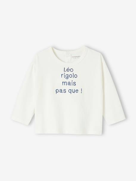 Baby Shirt aus Bio-Baumwolle mit Message, personalisierbar - blau+wollweiß - 10