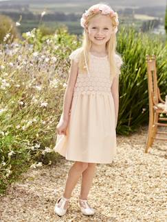 Maedchenkleidung-Kleider-Festliches Mädchen Kleid mit Makrameespitze
