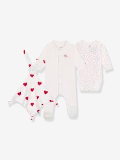 Babymode-Baby-Set: Strampler, Wickelbody & Schmusetuch PETIT BATEAU