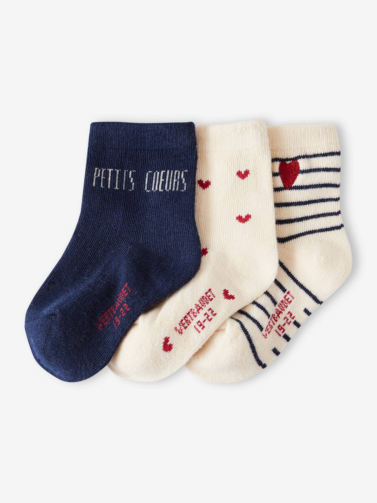 3er-Pack Baby Socken mit Herzen