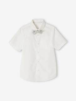 Jungenkleidung-Hemden-Festliches Jungen Kurzarm-Hemd mit Fliege