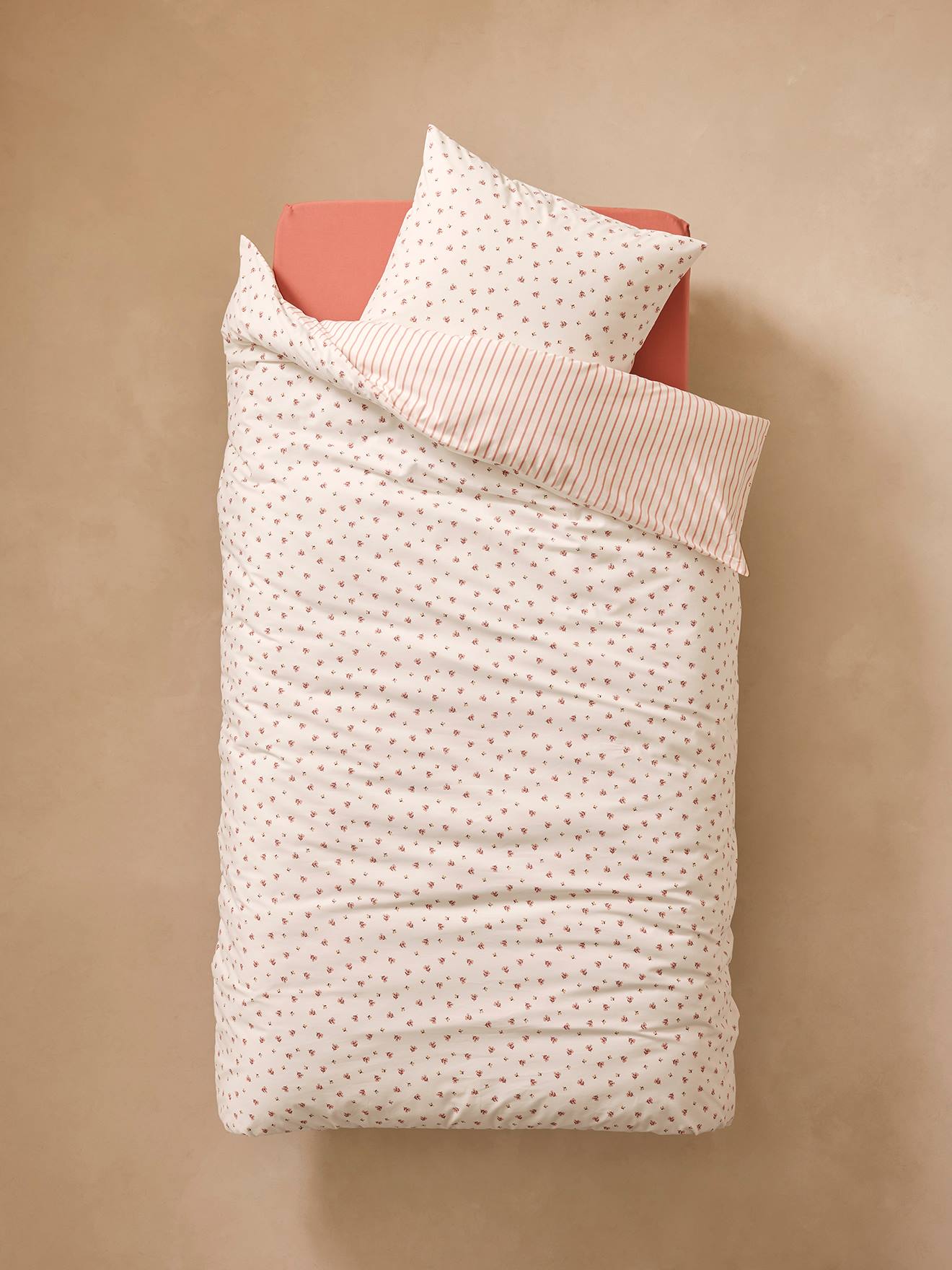 Thumbnail - Kinder Bettwäsche-Set BLUMEN & STREIFEN mit Recycling-Baumwolle