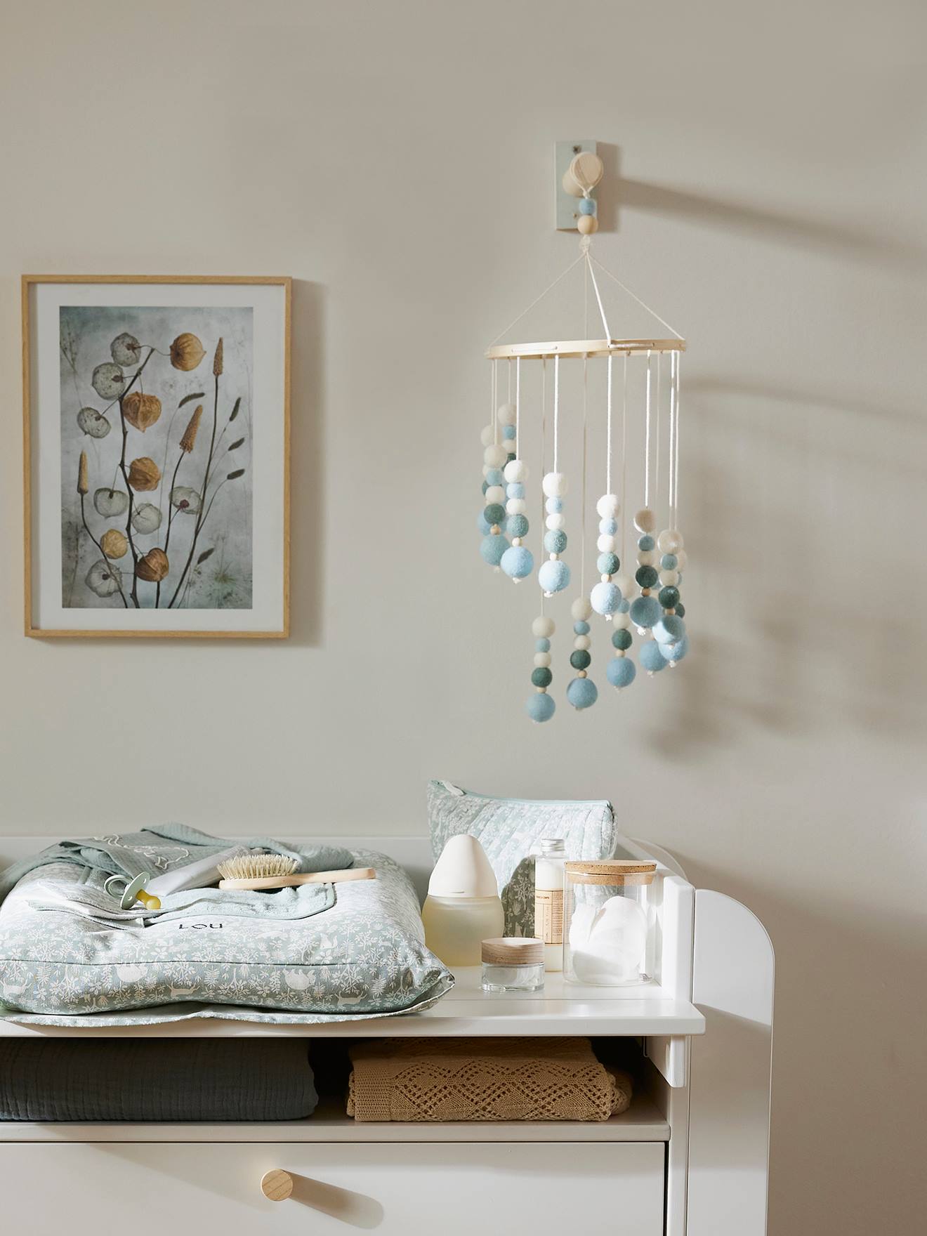 Vertbaudet Kinderzimmer Mobile Mit Filzkugeln Salbei Salbeigrün Einheitsgröße