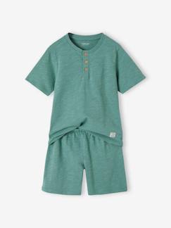 Jungenkleidung-Kurzer Jungen Schlafanzug aus Slub-Jersey