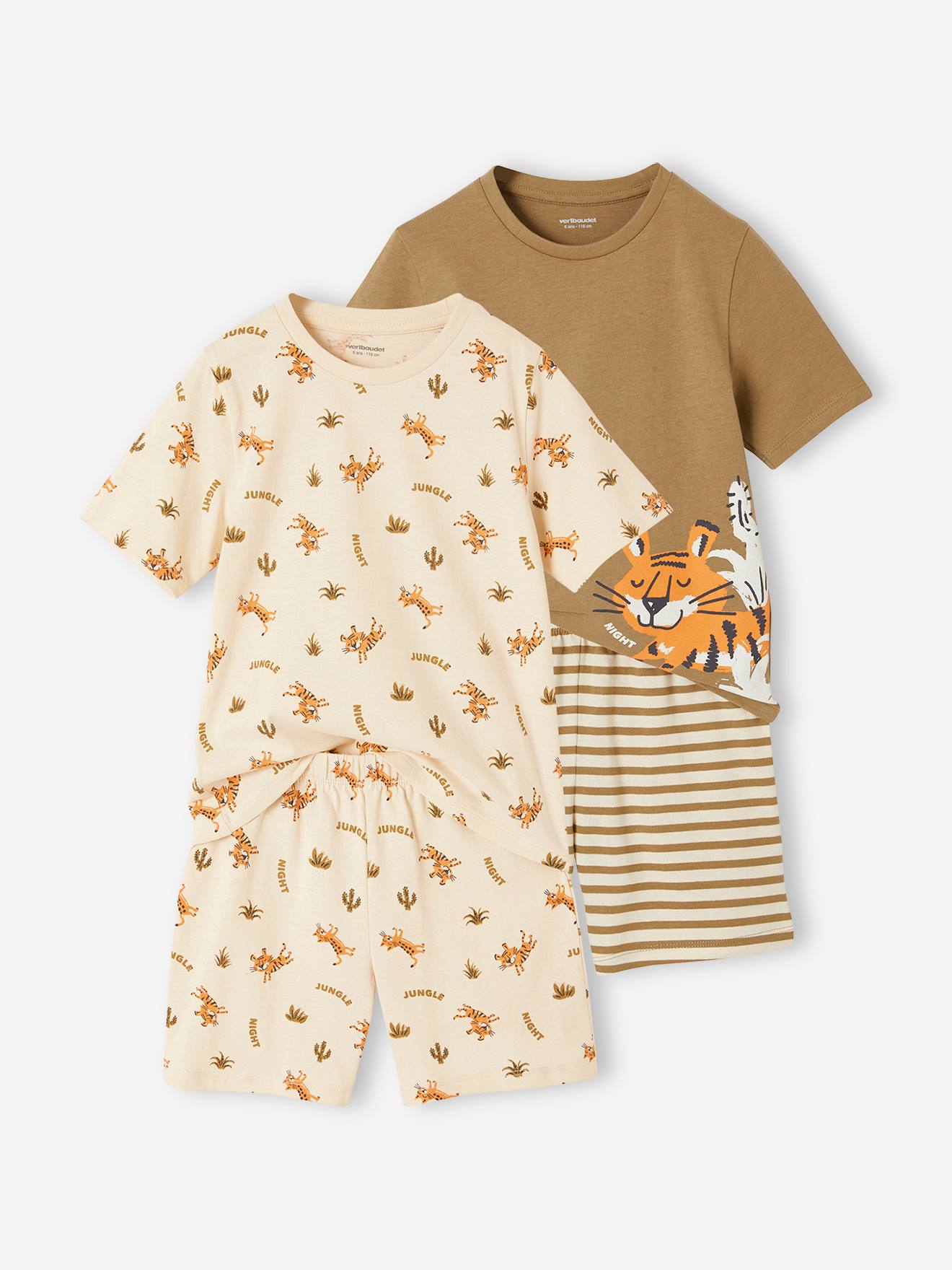 2er-Pack kurze Jungen Schlafanzüge mit Tigern