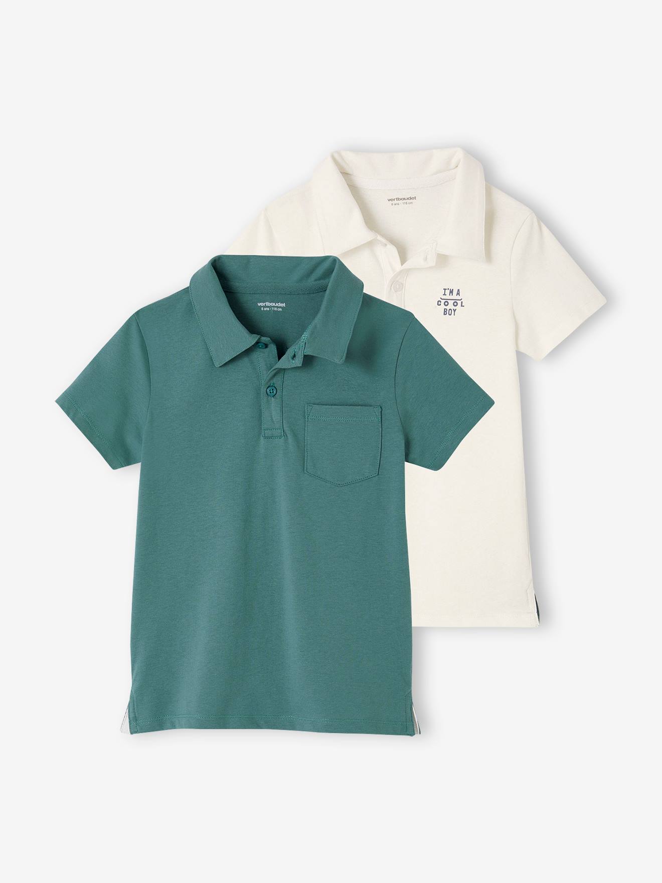 2er-Pack Jungen Poloshirts, Kurzarm aqua Gr. 134 von vertbaudet
