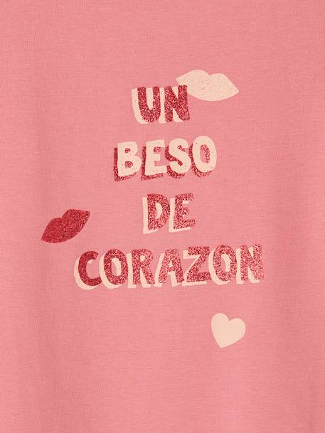 Mädchen T-Shirt, Message-Print BASIC Oeko-Tex - bonbon rosa+erdbeer+himmelblau+koralle+marine+rot+tannengrün+vanille - 6