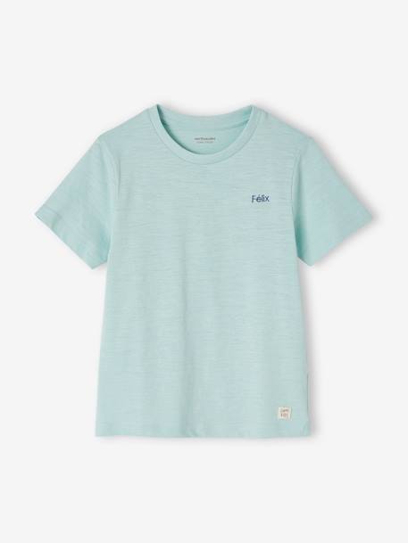 Jungen T-Shirt BASIC, personalisierbar Oeko-Tex - blaugrau+bordeaux+graugrün+mandarine+marine+türkis+wollweiß - 39