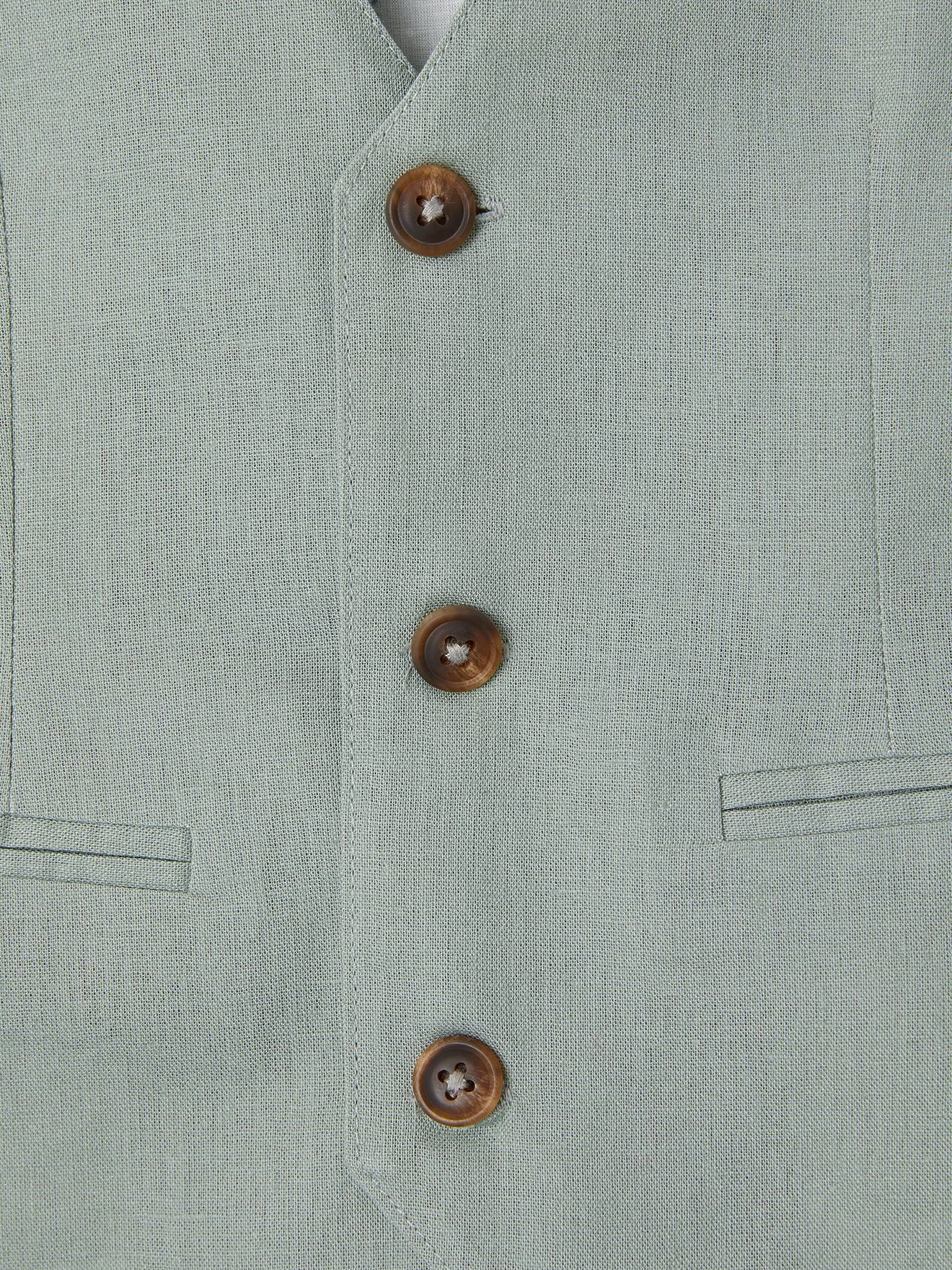 Thumbnail - Festliche Jungen Weste aus Baumwoll-Leinen-Mix salbei