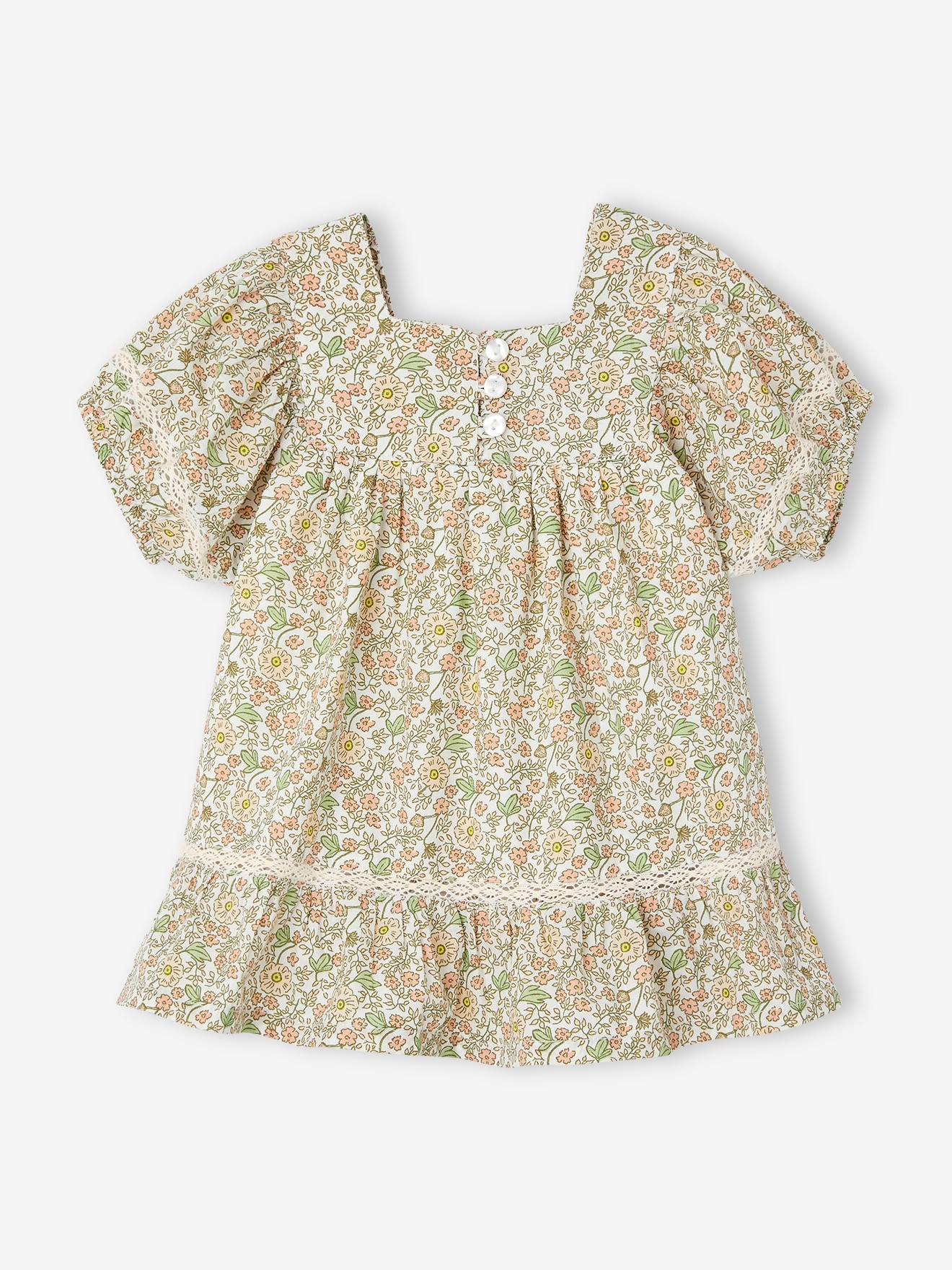 Mädchen Baby Kleid mit Spitze vanille