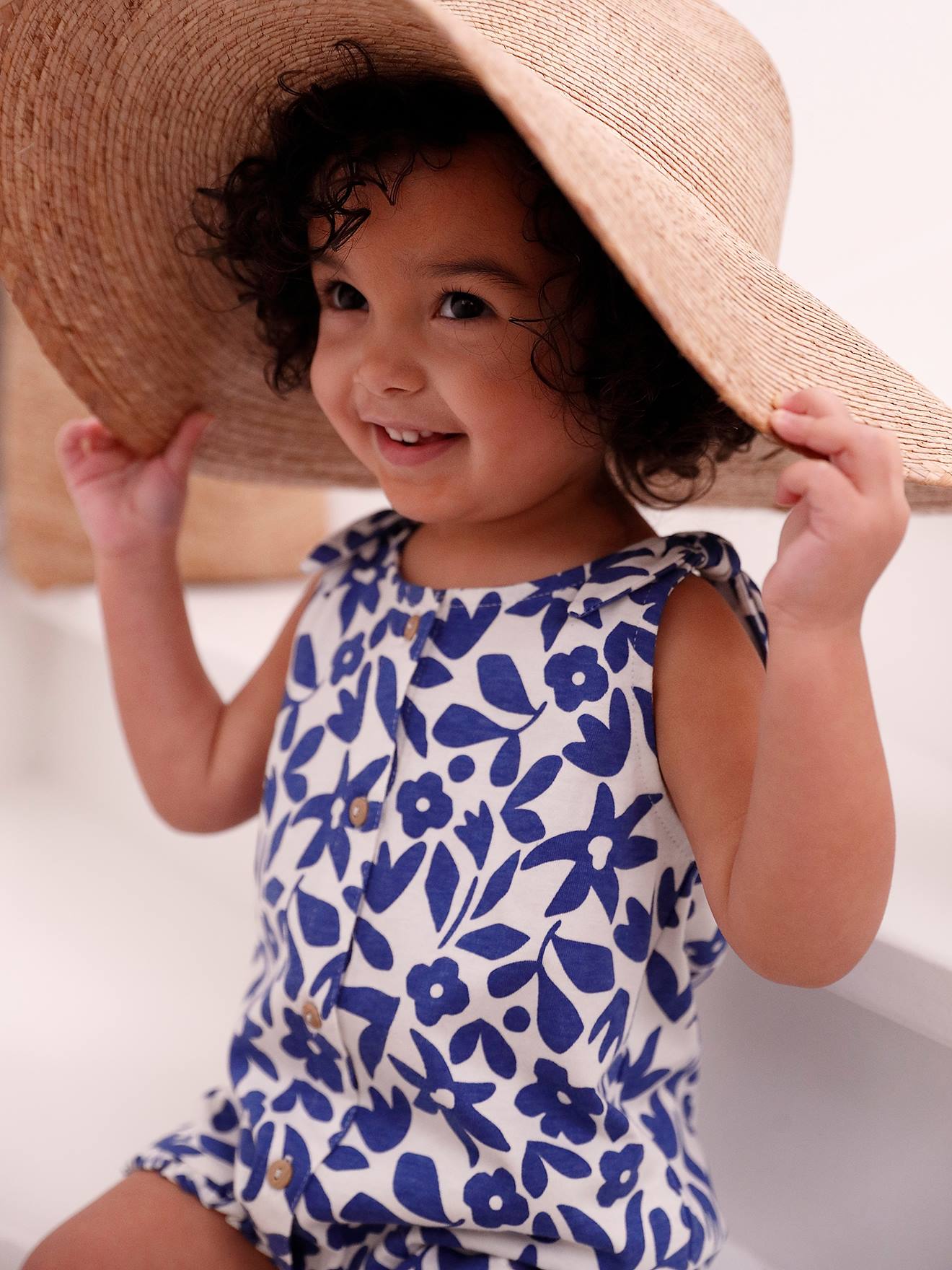 Mädchen Baby Sommer-Overall blau Gr. 62 von vertbaudet