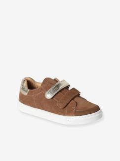 Kinderschuhe-Mädchen Leder-Sneakers mit 2 Klettriemen