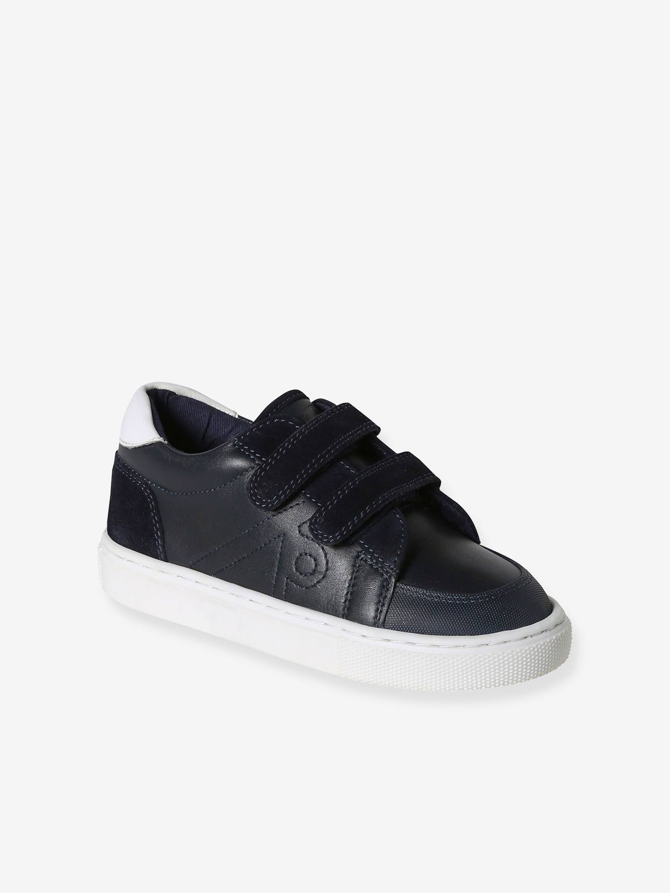 Kinder Ledersneakers mit Klett und Anziehtrick