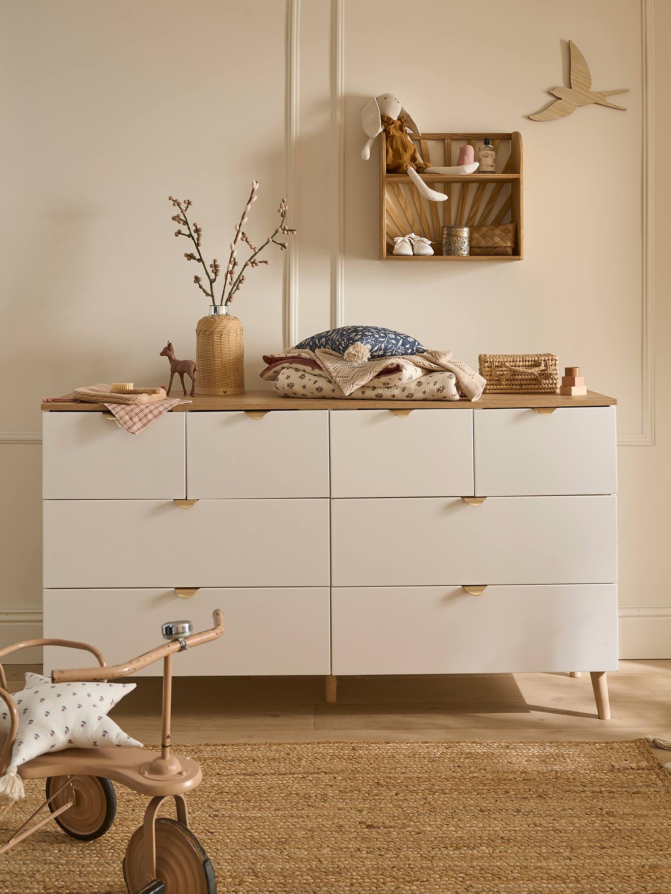 Kommode MERVEILLES Tiefe 42cm Kinderzimmer weiß von vertbaudet