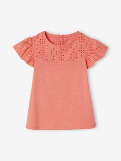 Maedchenkleidung-Shirts & Rollkragenpullover-Mädchen T-Shirt mit Volantärmeln und Lochstickerei